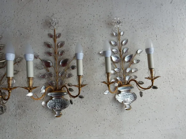 1970′ Series of 3 Marguerite Sconces Maison Baguès