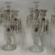 1950′ Series of 4 Candlesticks With 2 Branches Beaded Bases And Signed In Relief BACCARAT