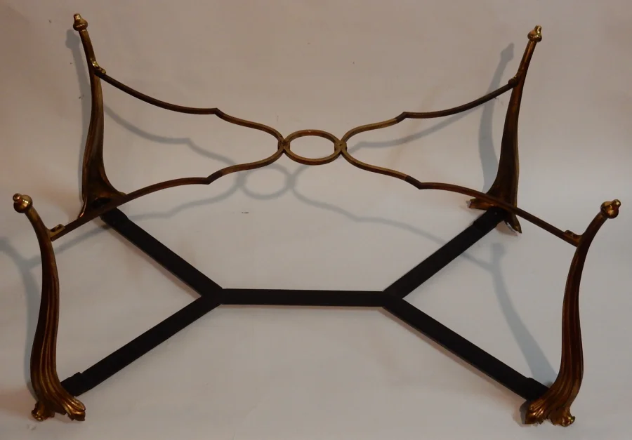1940/50 Table Basse Plateau Laque de Chine Maison Baguès en Bronze