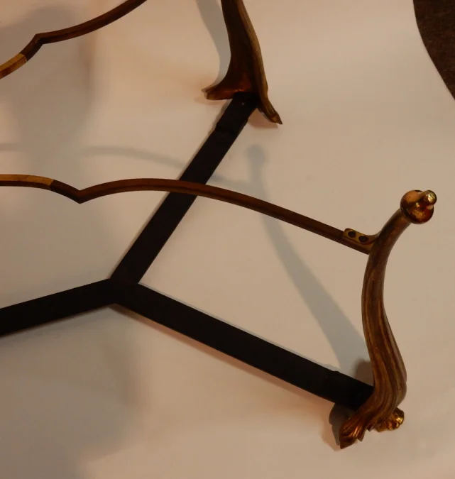 1940/50 Table Basse Plateau Laque de Chine Maison Baguès en Bronze