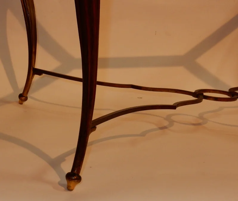 1940/50 Table Basse Plateau Laque de Chine Maison Baguès en Bronze