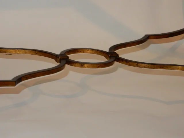1940/50 Coffee Table Chinese Lacquer Top Maison Baguès in Bronze