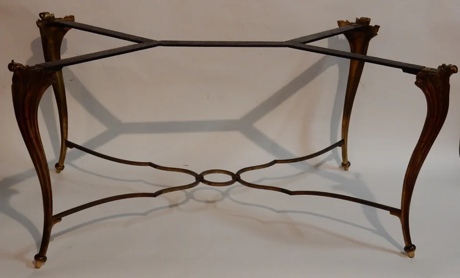 1940/50 Table Basse Plateau Laque de Chine Maison Baguès en Bronze