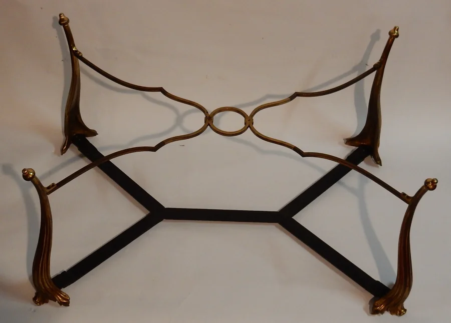 1940/50 Table Basse Plateau Laque de Chine Maison Baguès en Bronze