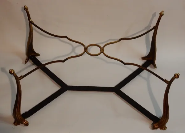 1940/50 Table Basse Plateau Laque de Chine Maison Baguès en Bronze