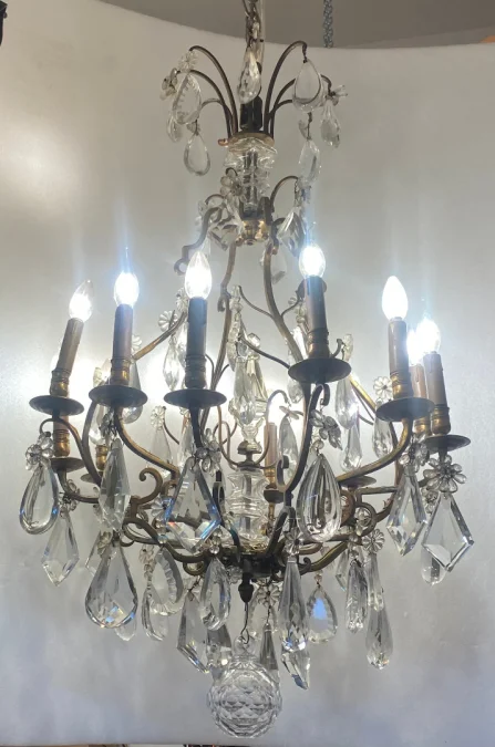 1880/1900′ Lustre Cage Maison Bagués Et Baccarat en Bronze Doré 12