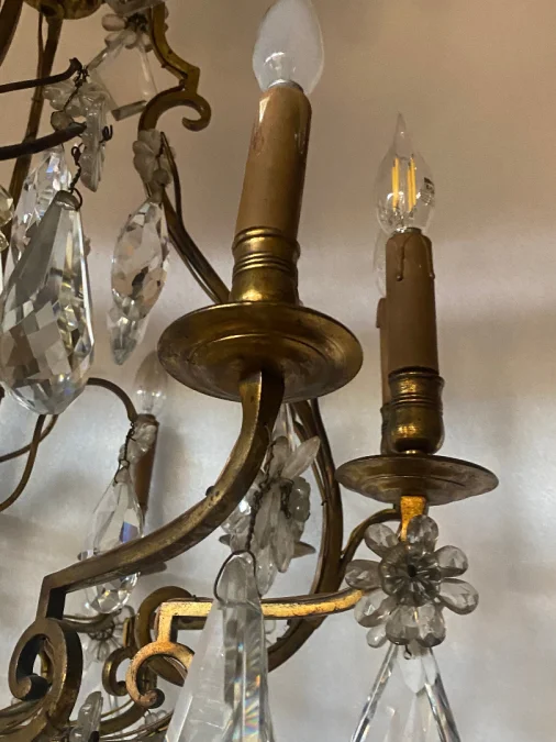 1880/1900′ Lustre Cage Maison Bagués Et Baccarat en Bronze Doré 12