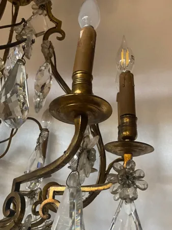 1880/1900′ Lustre Cage Maison Bagués Et Baccarat en Bronze Doré 12