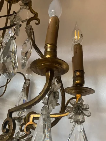 1880/1900′ Maison Bagués And Baccarat Cage Chandelier in Gilt Bronze 12