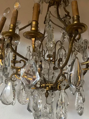 1880/1900′ Maison Bagués And Baccarat Cage Chandelier in Gilt Bronze 12