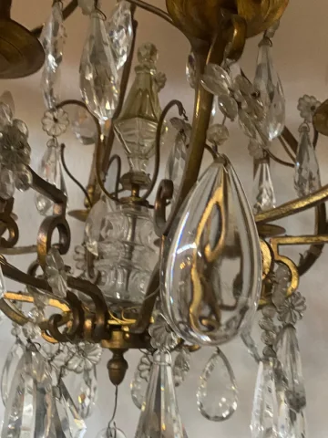 1880/1900′ Maison Bagués And Baccarat Cage Chandelier in Gilt Bronze 12