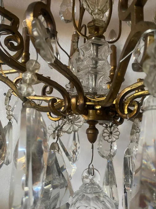 1880/1900′ Lustre Cage Maison Bagués Et Baccarat en Bronze Doré 12