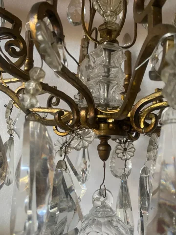 1880/1900′ Maison Bagués And Baccarat Cage Chandelier in Gilt Bronze 12