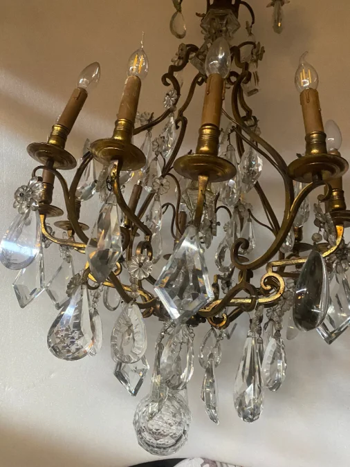 1880/1900′ Lustre Cage Maison Bagués Et Baccarat en Bronze Doré 12