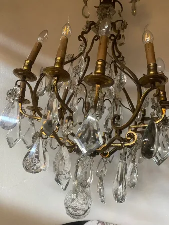 1880/1900′ Lustre Cage Maison Bagués Et Baccarat en Bronze Doré 12