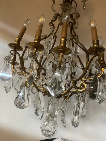 1880/1900′ Maison Bagués And Baccarat Cage Chandelier in Gilt Bronze 12