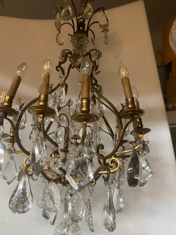 1880/1900′ Maison Bagués And Baccarat Cage Chandelier in Gilt Bronze 12