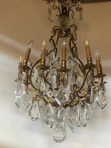 1880/1900′ Maison Bagués And Baccarat Cage Chandelier in Gilt Bronze 12