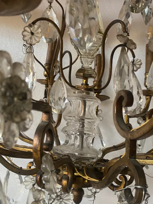 1880/1900′ Lustre Cage Maison Bagués Et Baccarat en Bronze Doré 12