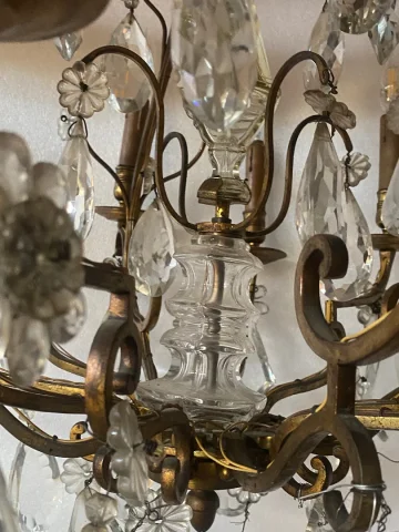1880/1900′ Maison Bagués And Baccarat Cage Chandelier in Gilt Bronze 12