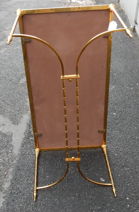 1950/70′ Bronze Coffee Table Palm Tree Decor, Chinese Lacquer Top Maison Baguès Style