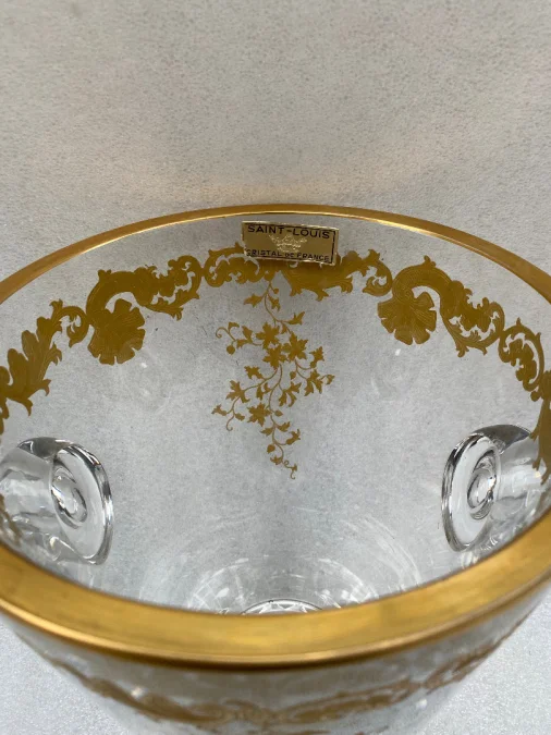 1970′ Seau à Champagne Cristal Signé St Louis Decors Dorés Modéle Trianon