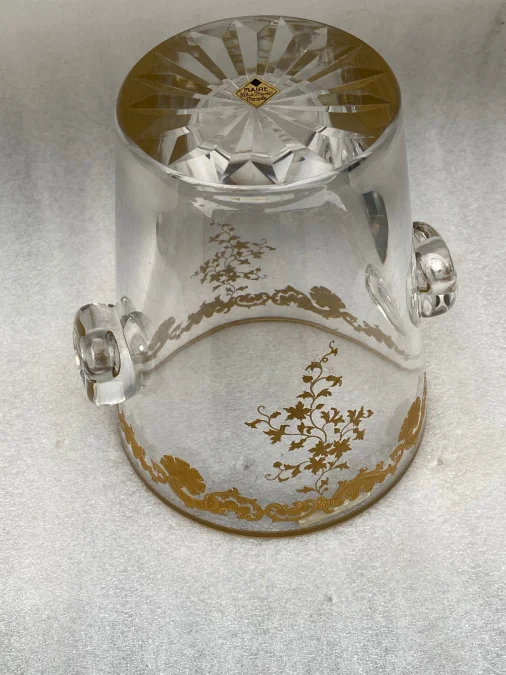 1970′ Seau à Champagne Cristal Signé St Louis Decors Dorés Modéle Trianon