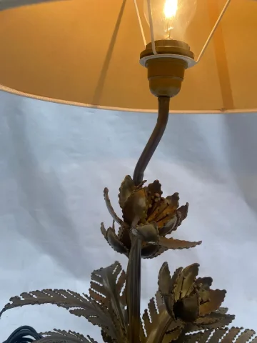 1970′ Lampe Aux Nenuphars En Bronze Doré Et Agate DLG Duval Brasseur Ou Isabelle Faure