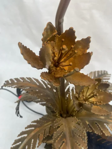 1970′ Lampe Aux Nenuphars En Bronze Doré Et Agate DLG Duval Brasseur Ou Isabelle Faure