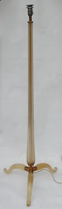 1950/70 Barovier & Toso Tripod Floor Lamp With Gold Paillons