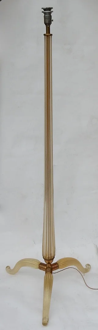 1950/70 Barovier & Toso Tripod Floor Lamp With Gold Paillons