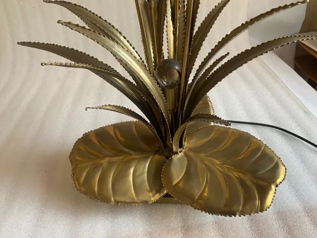 1970′ Lampe aux Roseaux Style Maison Jansen Laiton