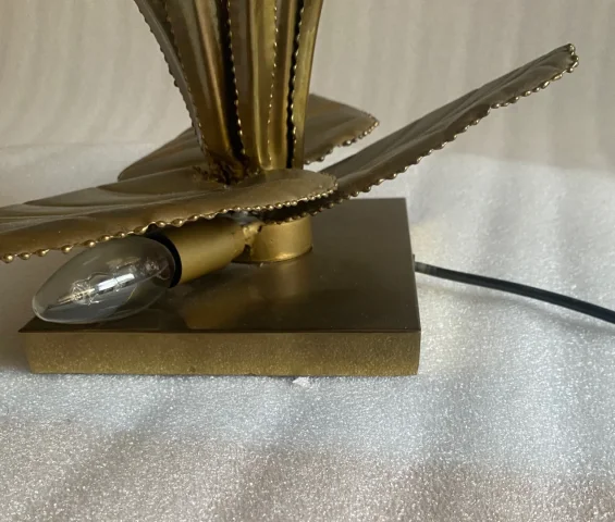 1970′ Lampe aux Roseaux Style Maison Jansen Laiton