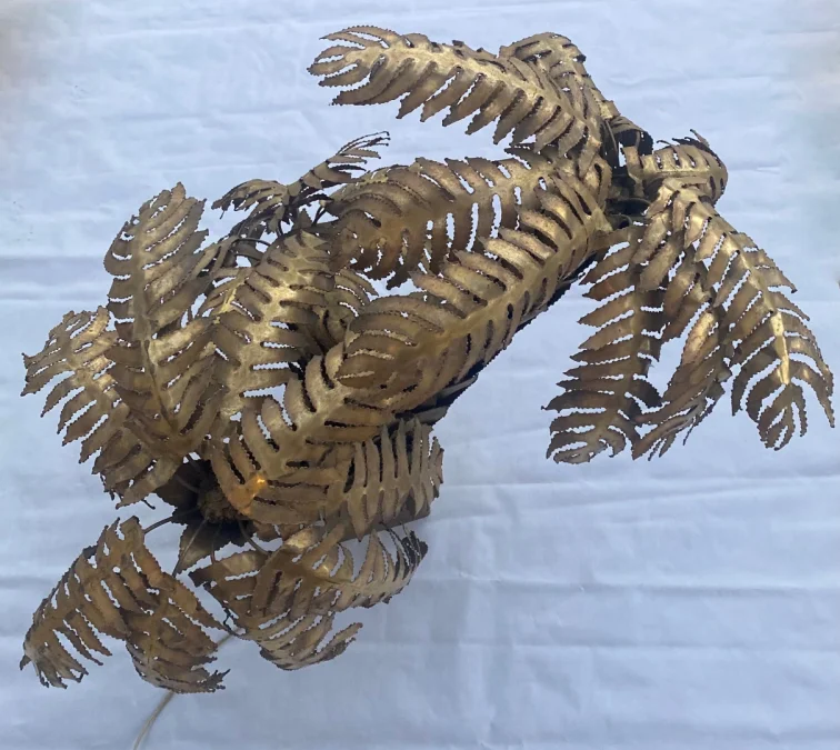 1970′ Palm Tree Floor Lamp, Brass Maison Jansen 3 Heads Brutalist Style
