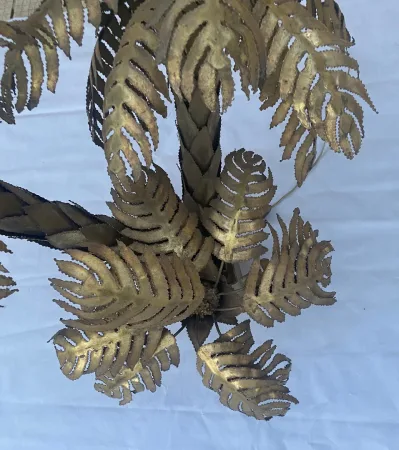 1970′ Lampadaire Palmier, en Laiton Maison Jansen 3 Têtes Style Brutaliste
