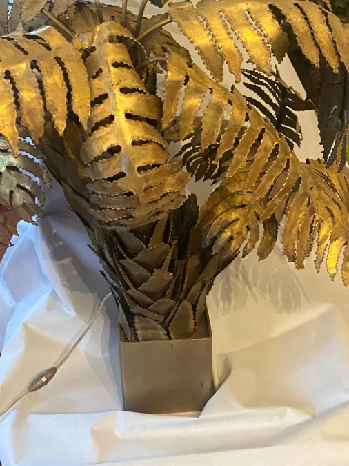 1970′ Palm Tree Floor Lamp, Brass Maison Jansen 3 Heads Brutalist Style