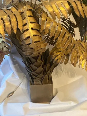 1970′ Lampadaire Palmier, en Laiton Maison Jansen 3 Têtes Style Brutaliste