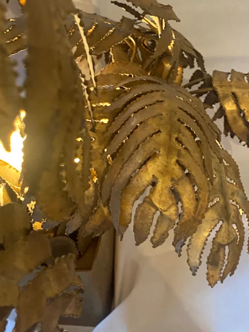 1970′ Palm Tree Floor Lamp, Brass Maison Jansen 3 Heads Brutalist Style