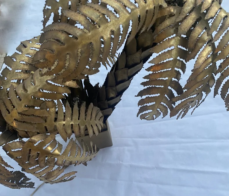 1970′ Palm Tree Floor Lamp, Brass Maison Jansen 3 Heads Brutalist Style