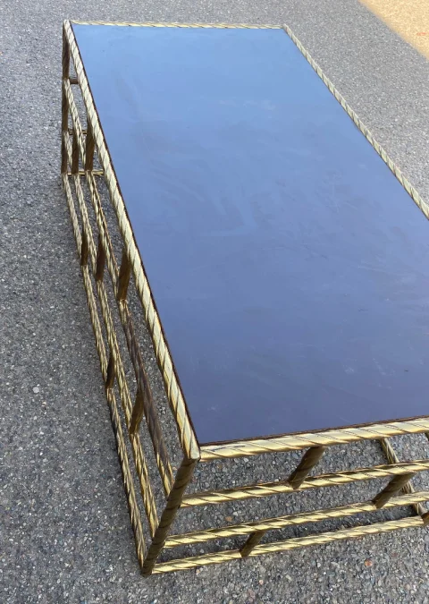 1970′ Coffee Table In Oxidized Bronze Lacquered Top