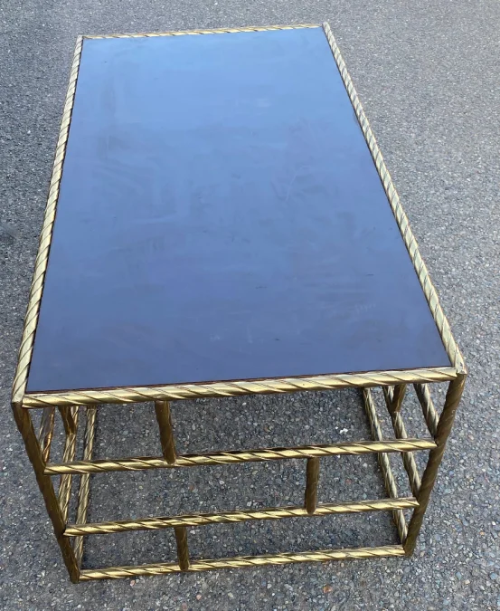 1970′ Coffee Table In Oxidized Bronze Lacquered Top