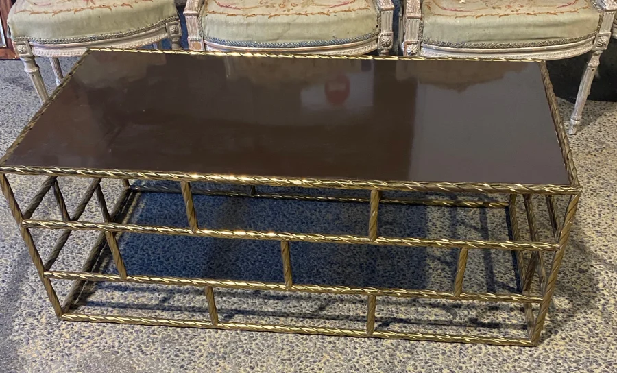 1970′ Coffee Table In Oxidized Bronze Lacquered Top