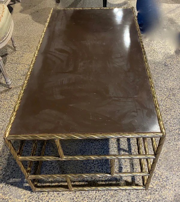 1970′ Coffee Table In Oxidized Bronze Lacquered Top