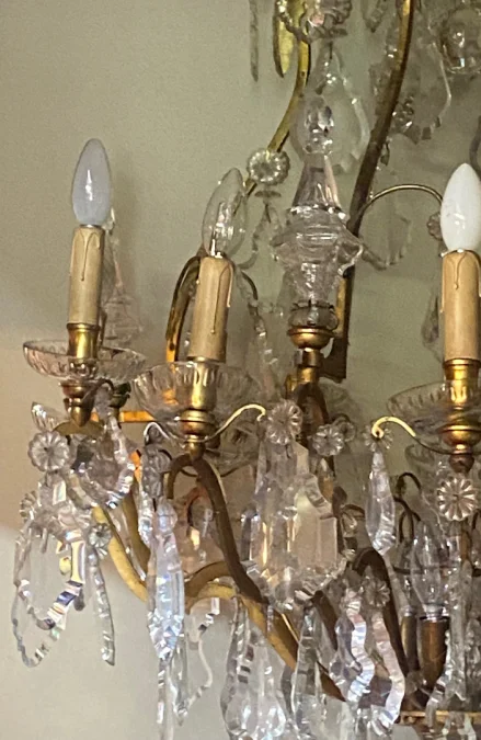 1900/1920′ Cage Chandelier in Gilt Bronze 4 Arms 16 Lights