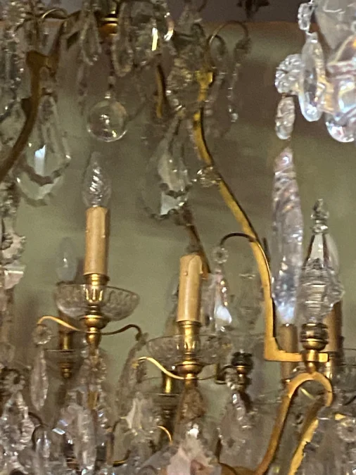 1900/1920′ Cage Chandelier in Gilt Bronze 4 Arms 16 Lights