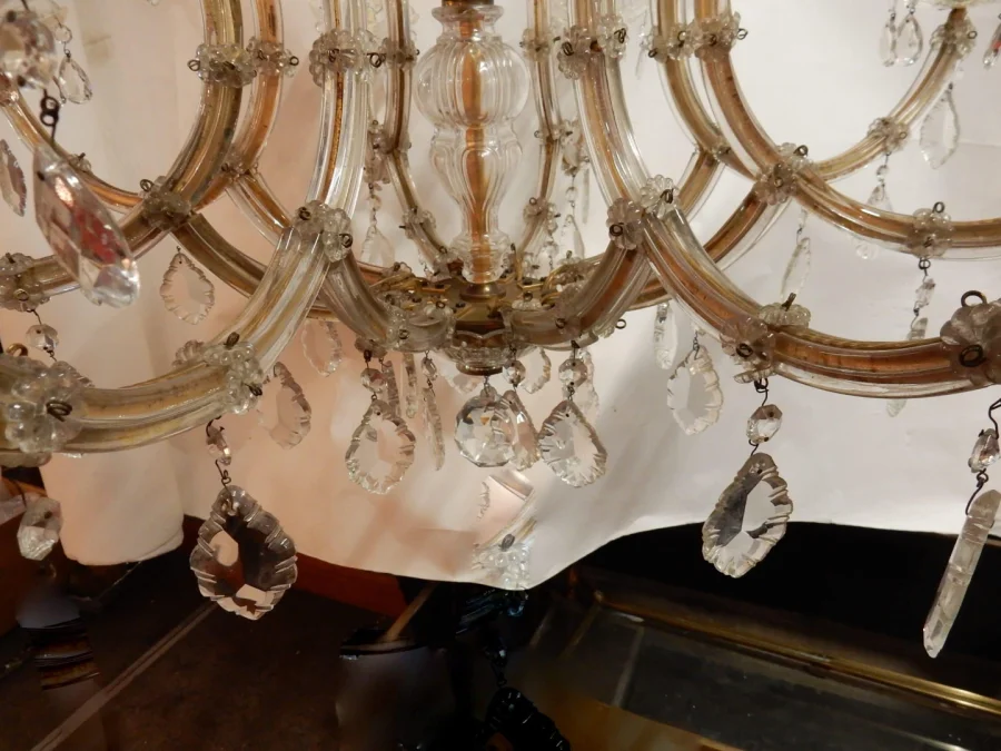 1950′ Bohemian Crystal Cage Chandelier 12 Lamps