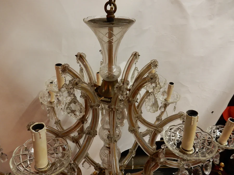 1950′ Bohemian Crystal Cage Chandelier 12 Lamps