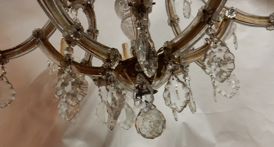 1950′ Bohemian Crystal Cage Chandelier 12 Lamps