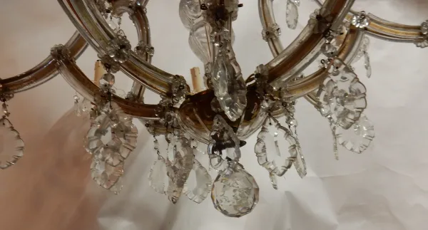 1950′ Lustre Cage En Cristal de Bohême 12 Lampes