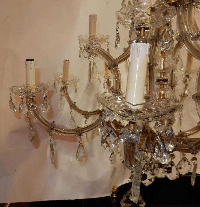 1950′ Bohemian Crystal Cage Chandelier 12 Lamps